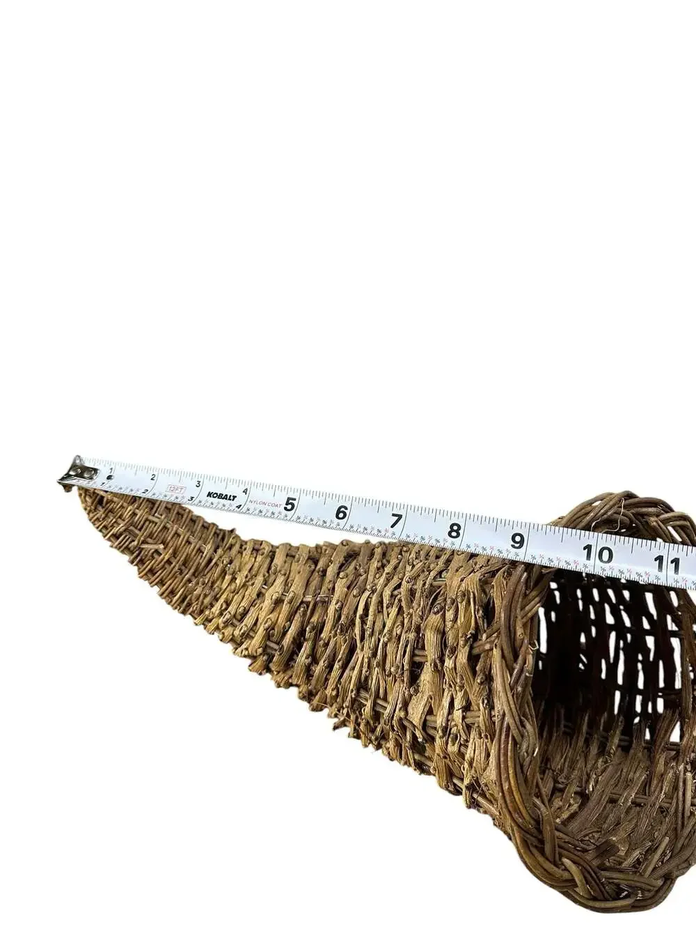 Rustic Natural Twig and Metal Woven Cornucopia Basket Fall Thanksgiving Centerpi